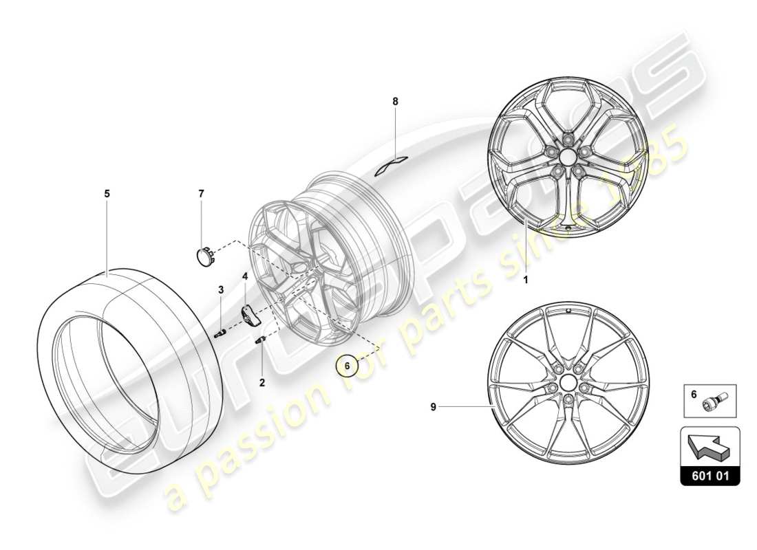 lamborghini lp700-4 coupe (2012) roues/pneus avant schéma des pièces