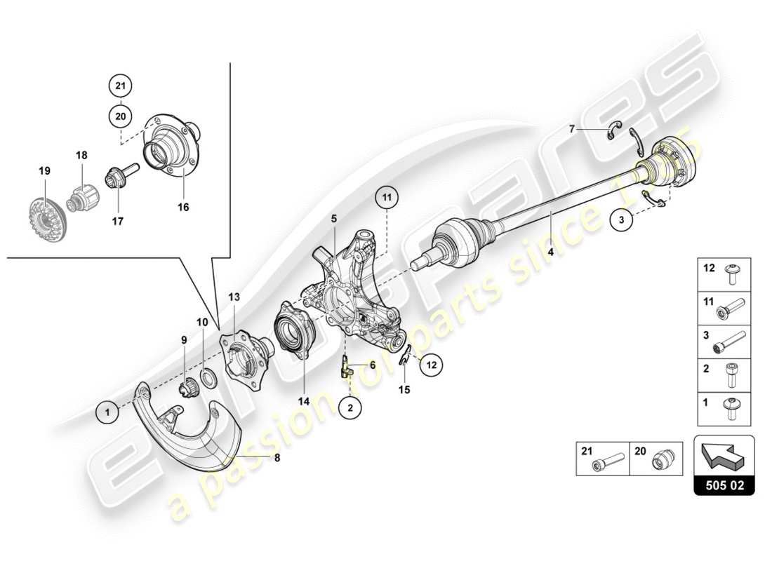 lamborghini lp700-4 coupe (2012) arbre de transmission arrière schéma des pièces