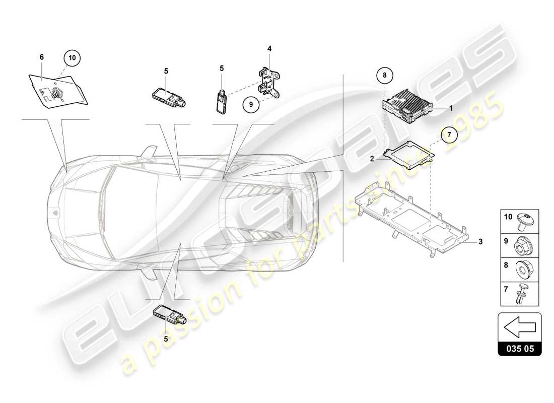 lamborghini evo spyder 2wd (2020) schéma des pièces aériennes