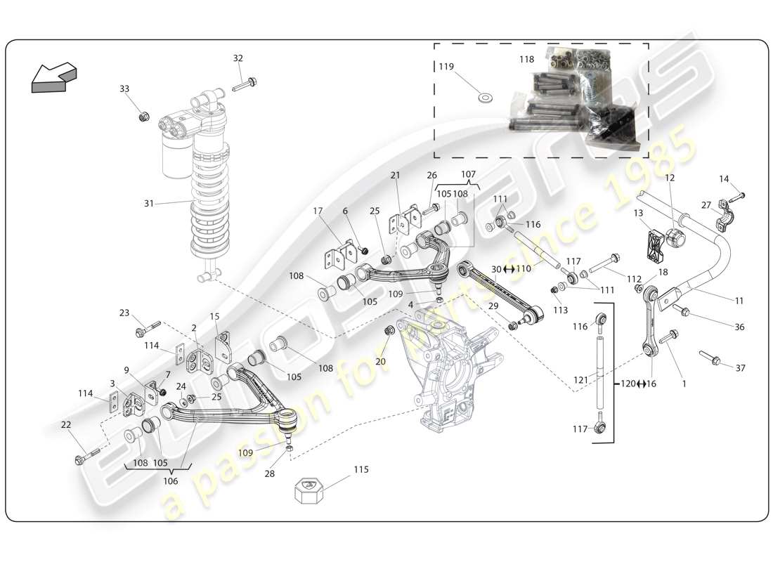 lamborghini super trofeo (2009-2014) arbre de transmission arrière schéma des pièces