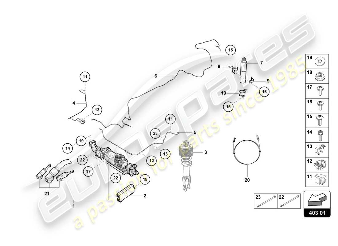 lamborghini lp580-2 spyder (2018) dispositif de levage schéma des pièces