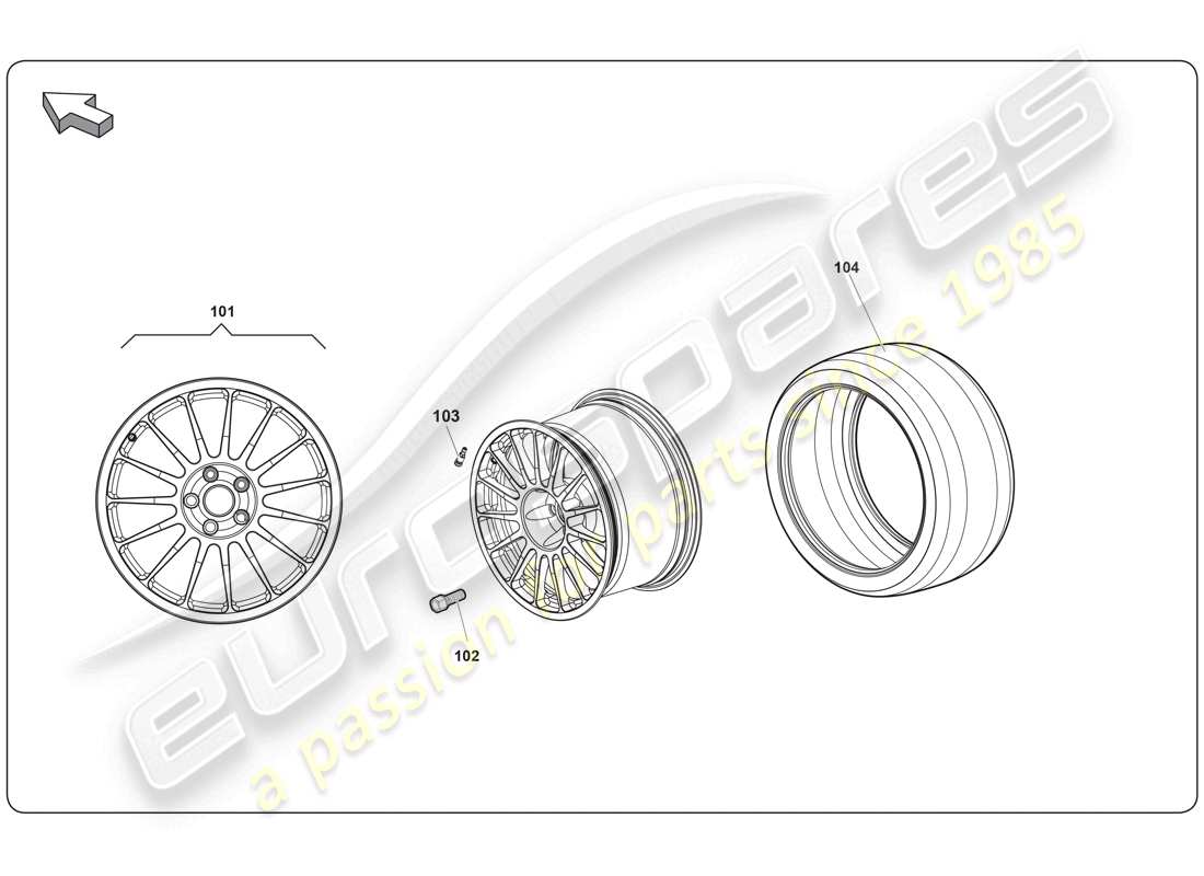 lamborghini super trofeo (2009-2014) diagramme de pièce de roue
