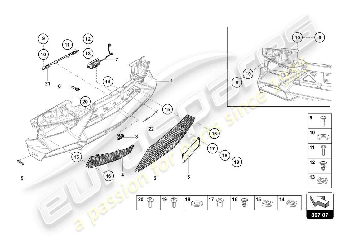 lamborghini lp720-4 roadster 50 (2015) pare-choc, complet schéma des pièces