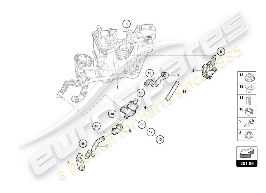 lamborghini lp580-2 spyder (2018) récipient de charbon actif schéma des pièces