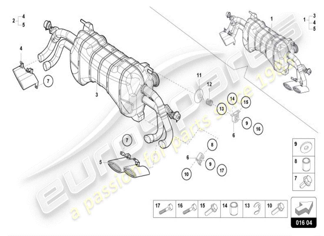 lamborghini accessories (lp610-4 avio) système d'échappement sport (compl.) schéma des pièces