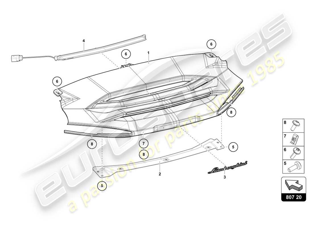 lamborghini centenario coupe (2017) plaque de rangement schéma des pièces