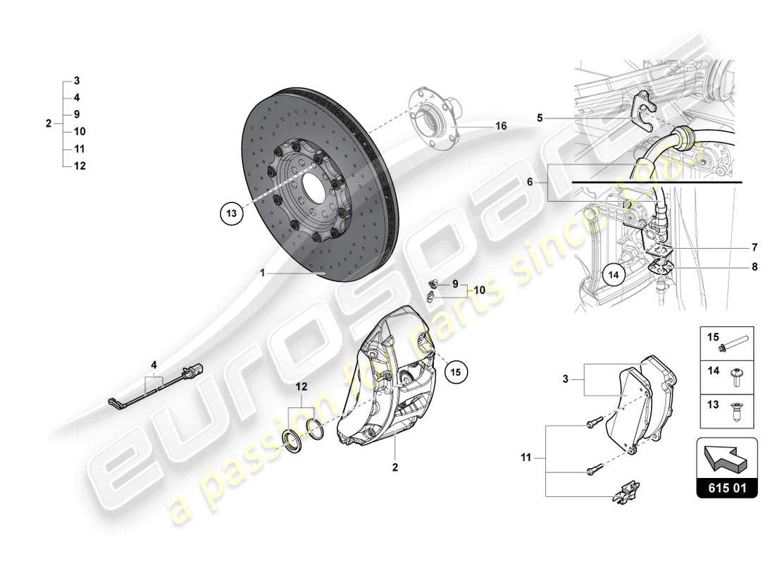 lamborghini lp740-4 s roadster (2021) disque de frein avant schéma des pièces