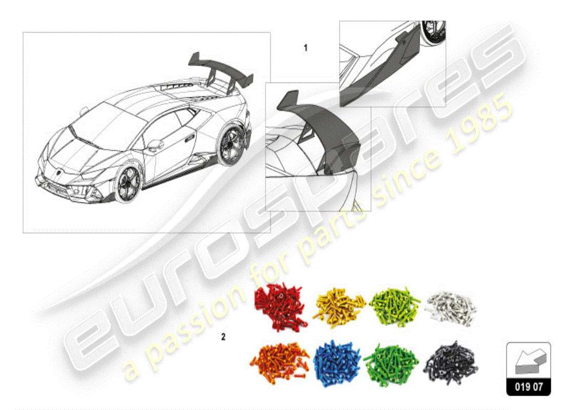 lamborghini huracan lp600-4 zhong coupe (accessories) pièces de fixation aérodynamiques diagramme des pièces