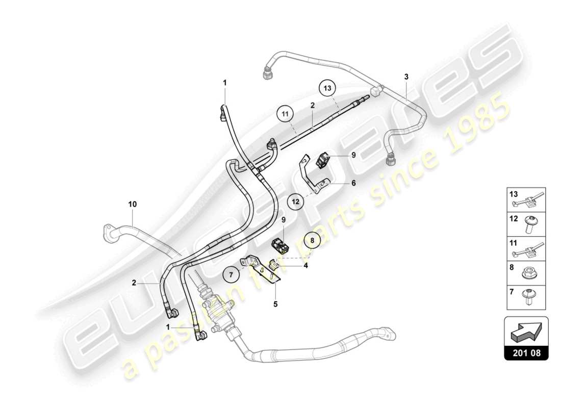 lamborghini lp740-4 s coupe (2020) diagramme des pièces de la conduite de carburant