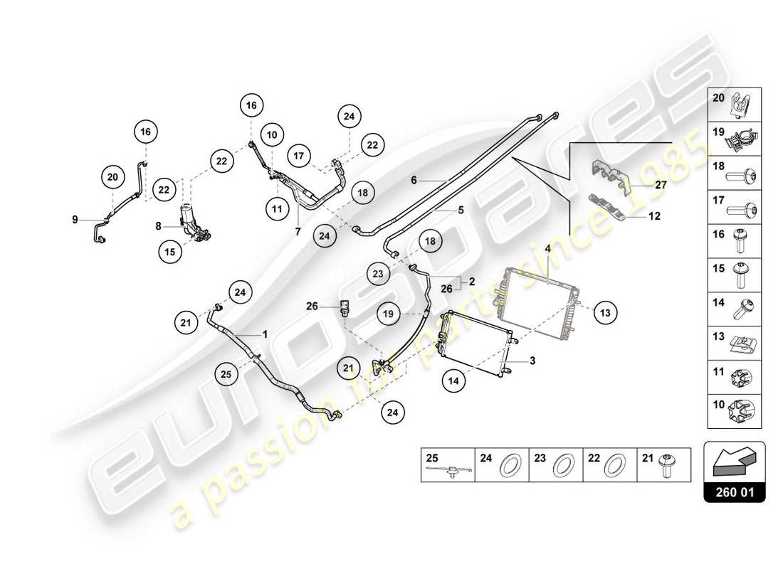 lamborghini lp610-4 coupe (2019) diagramme des pièces du condenseur de climatisation