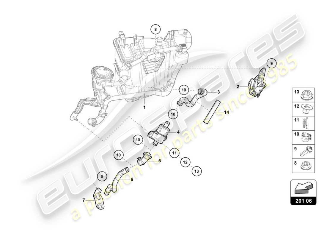 lamborghini lp610-4 coupe (2019) récipient à charbon actif schéma des pièces