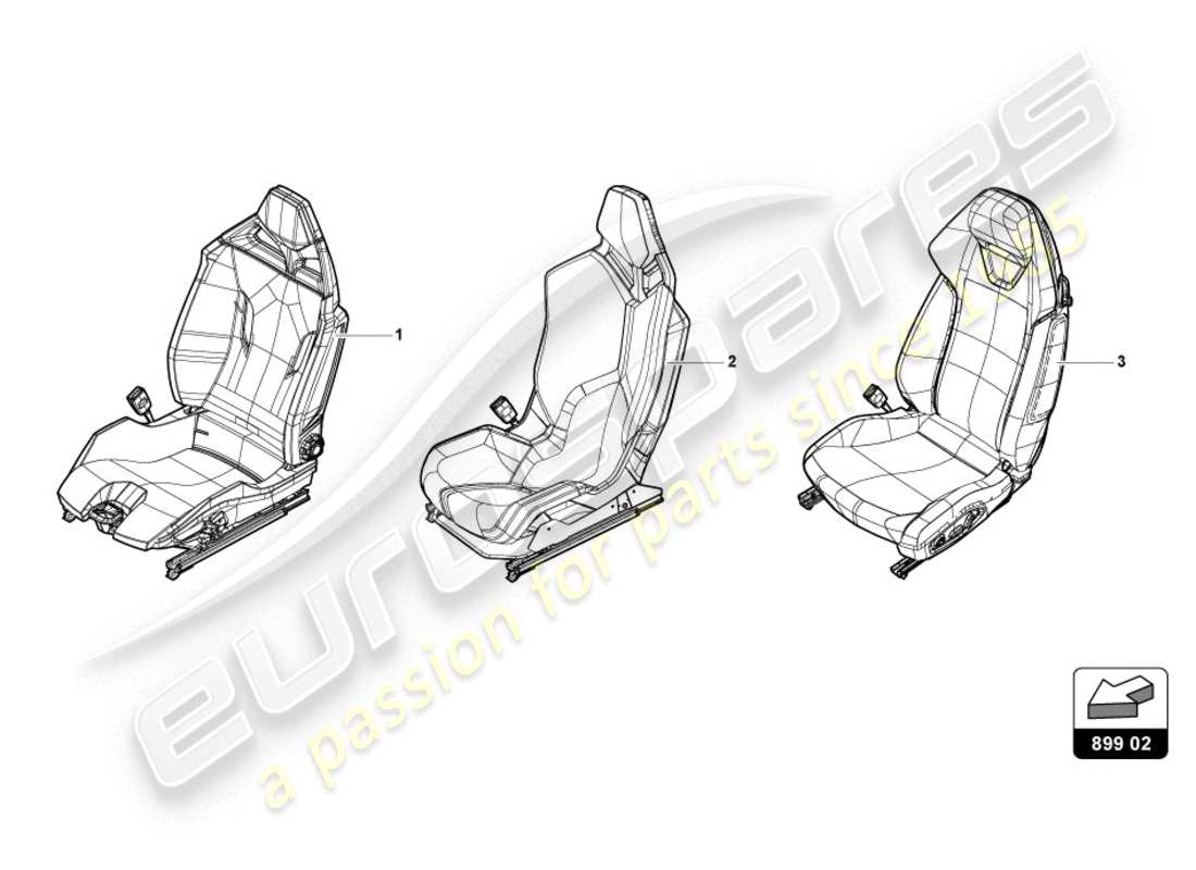 lamborghini lp610-4 coupe (2018) siege, complet diagramme de pièce