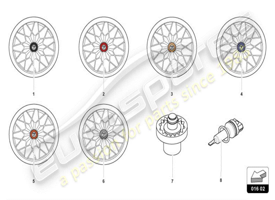 lamborghini huracan lp600-4 zhong coupe (accessories) écrou de roue schéma des pièces