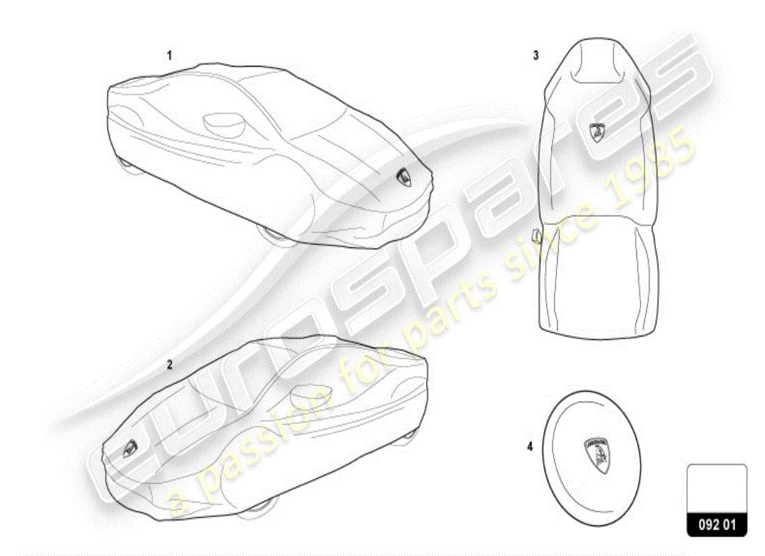 lamborghini huracan lp600-4 zhong coupe (accessories) ensemble de protection schéma des pièces