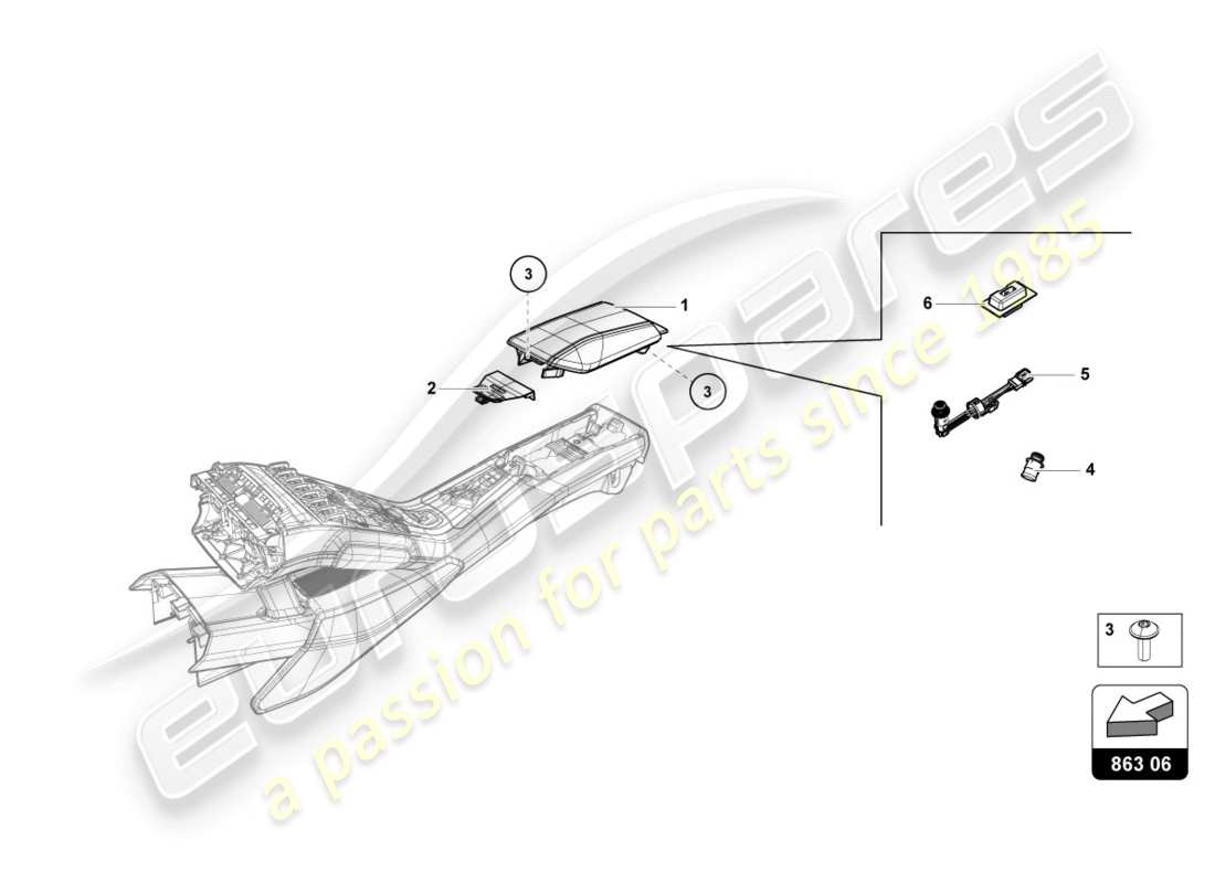 lamborghini lp610-4 coupe (2018) compartiment de rangement schéma des pièces