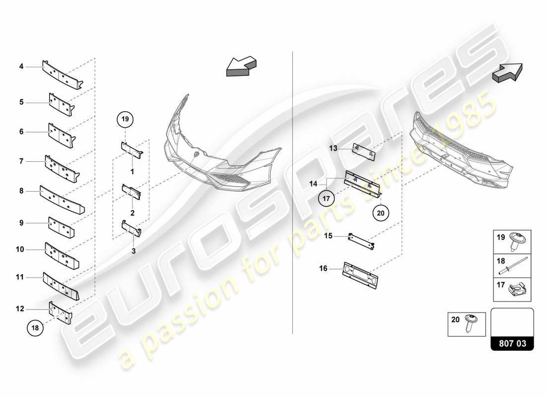 lamborghini lp610-4 avio (2017) support de plaque d'immatriculation schéma des pièces