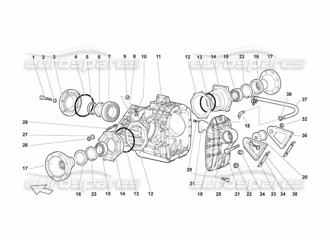 lamborghini murcielago lp670 boîtier de différentiel arrière schéma des pièces