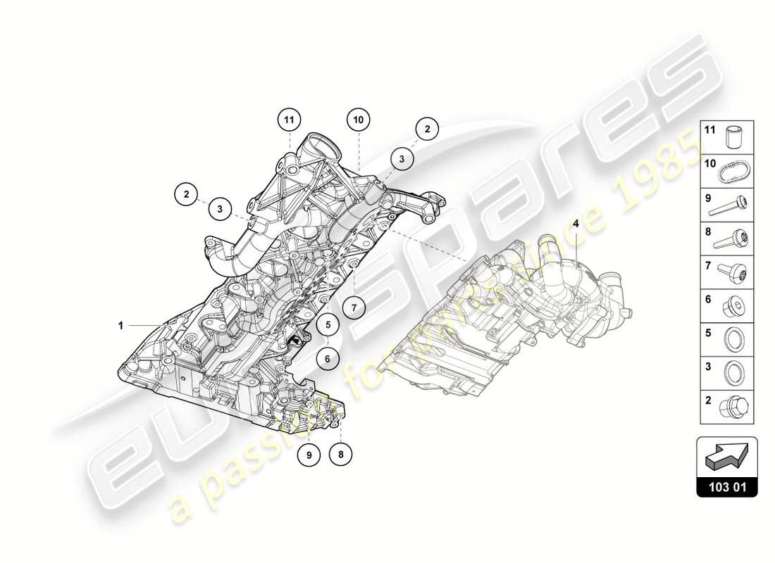 lamborghini performante spyder (2020) carter d'huile moteur schéma des pièces