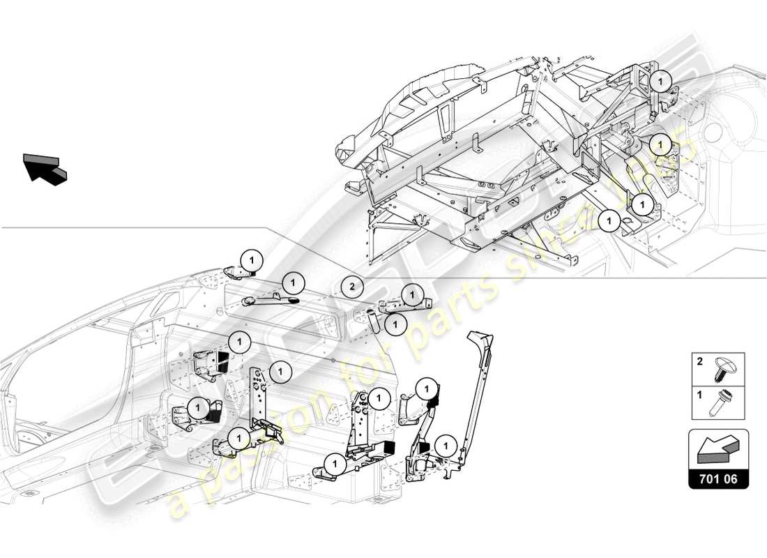 lamborghini lp740-4 s coupe (2020) fixations diagramme des pièces