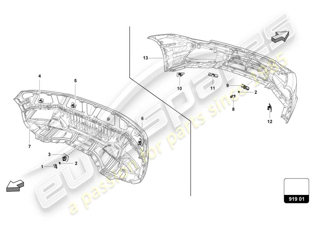 lamborghini lp610-4 coupe (2018) diagramme des pièces des capteurs