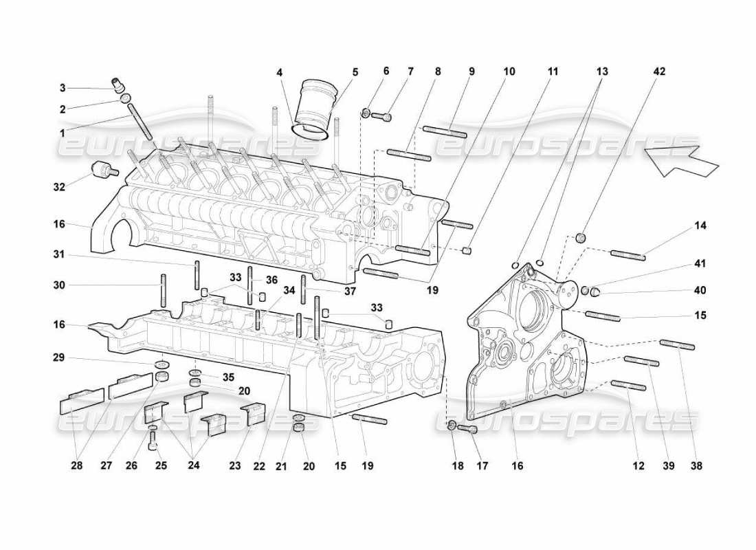 lamborghini murcielago lp670 carter et support inférieur schéma des pièces