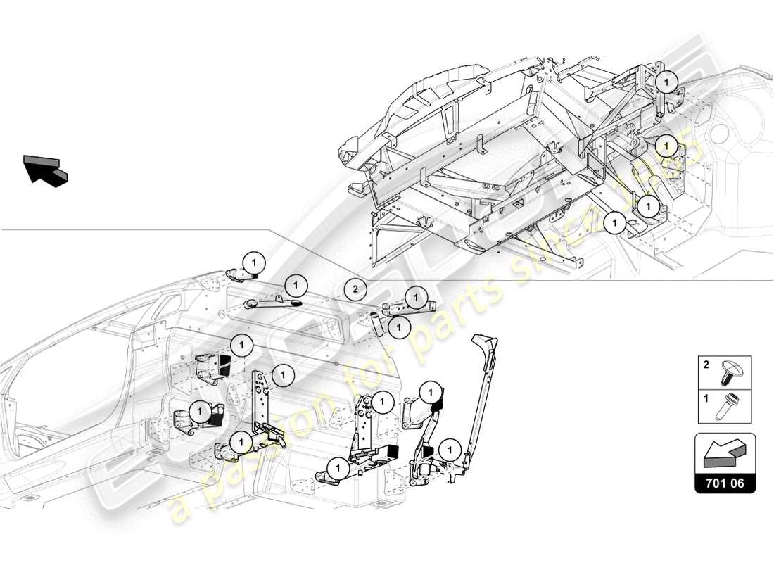 lamborghini 2020 (lp740-4 s roadster) fixations diagramme des pièces