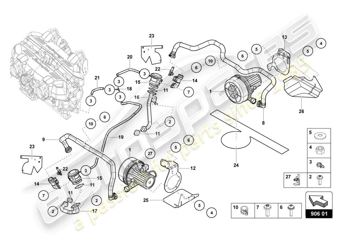 lamborghini lp740-4 s roadster (2019) pompe à air secondaire schéma des pièces