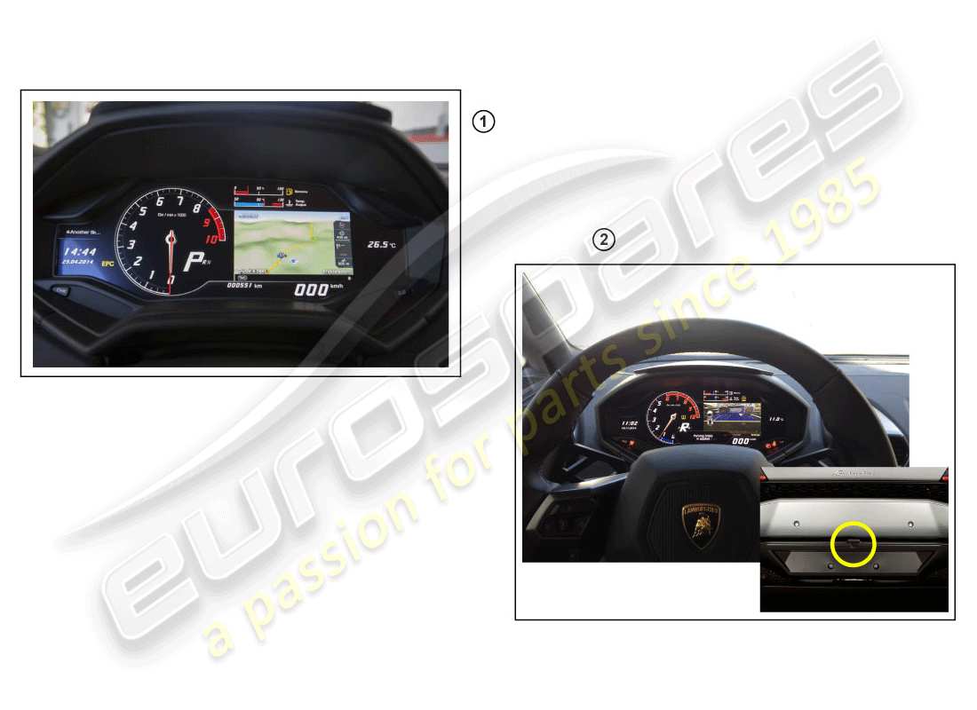 lamborghini huracan performante spyder (accessories) kit de rénovation pour navigation dynamique schéma des pièces