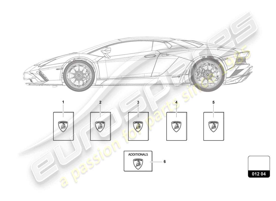 lamborghini lp740-4 s coupe (2020) 1 ensemble de la litterature du véhicule diagramme partiel