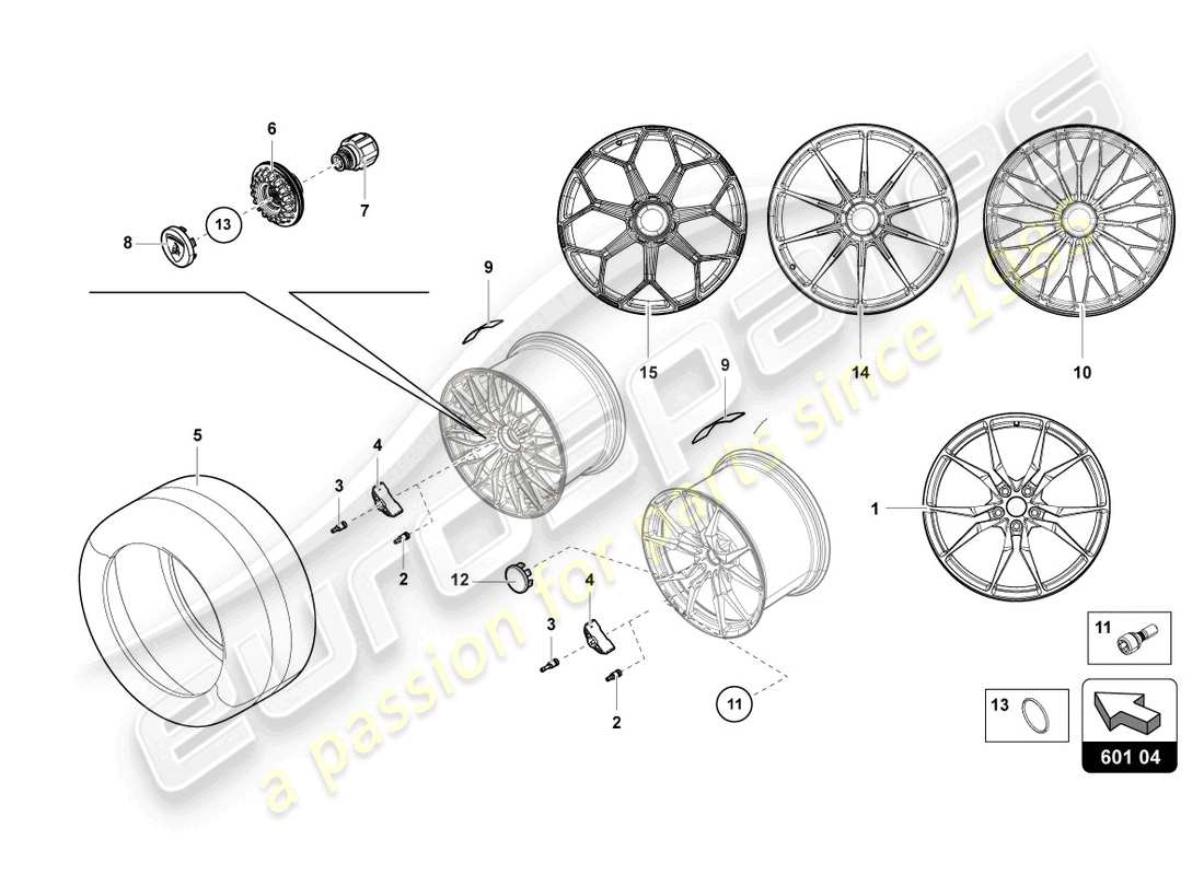 lamborghini lp740-4 s coupe (2020) roues/pneus arrière schéma des pièces