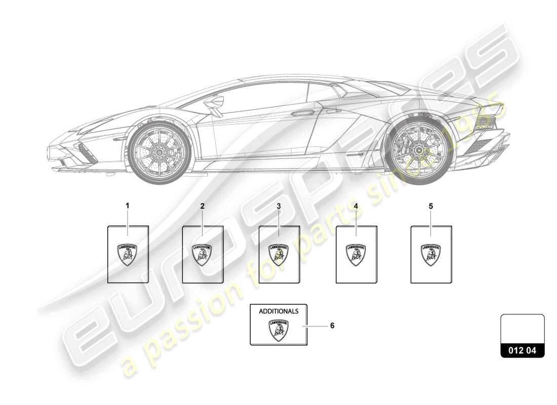 lamborghini lp740-4 s coupe (2018) 1 ensemble de la litterature du véhicule diagramme partiel