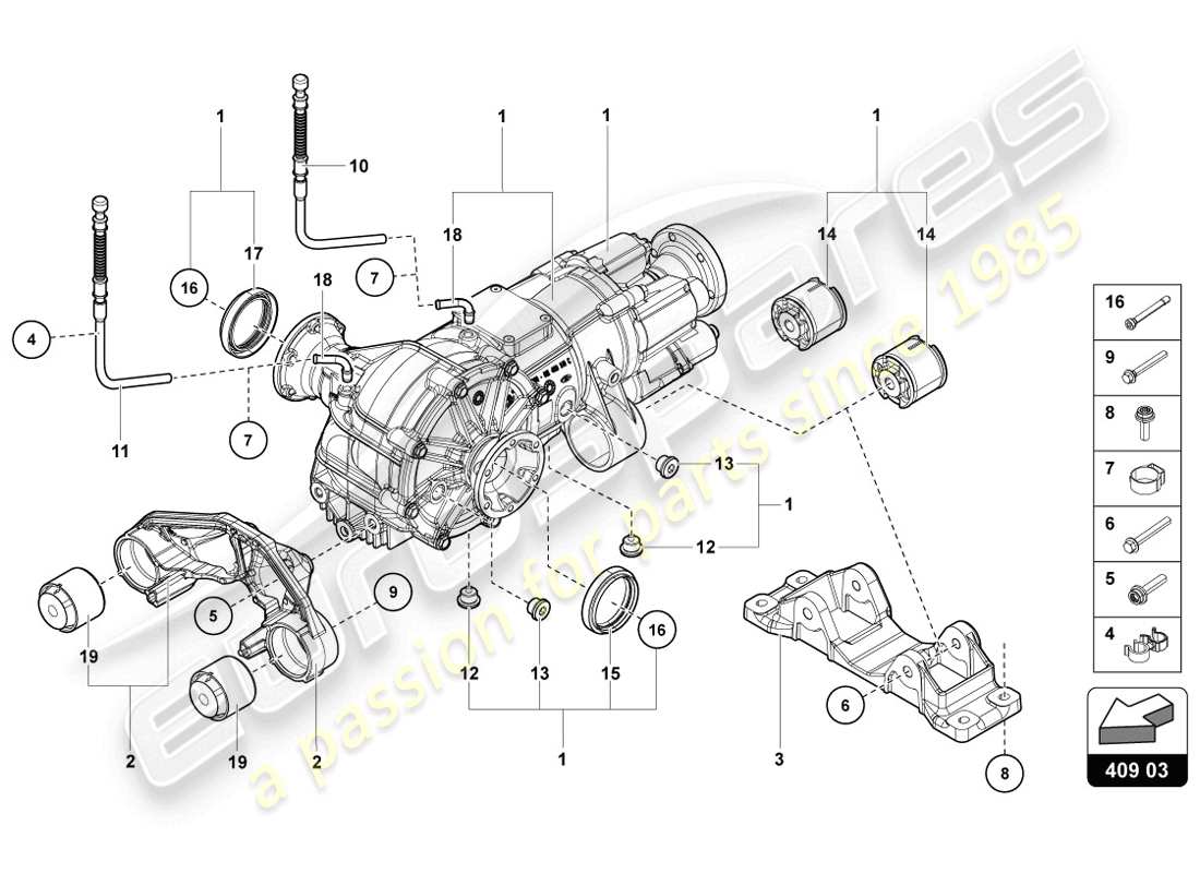 lamborghini lp720-4 coupe 50 (2014) différentiel d'essieu avant avec visco-embrayage schéma des pièces