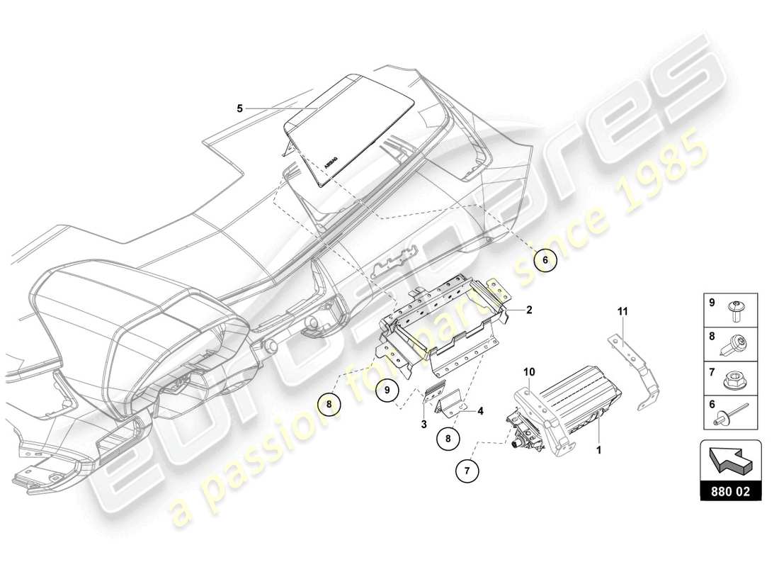 lamborghini lp770-4 svj coupe (2021) unité airbag schéma des pièces