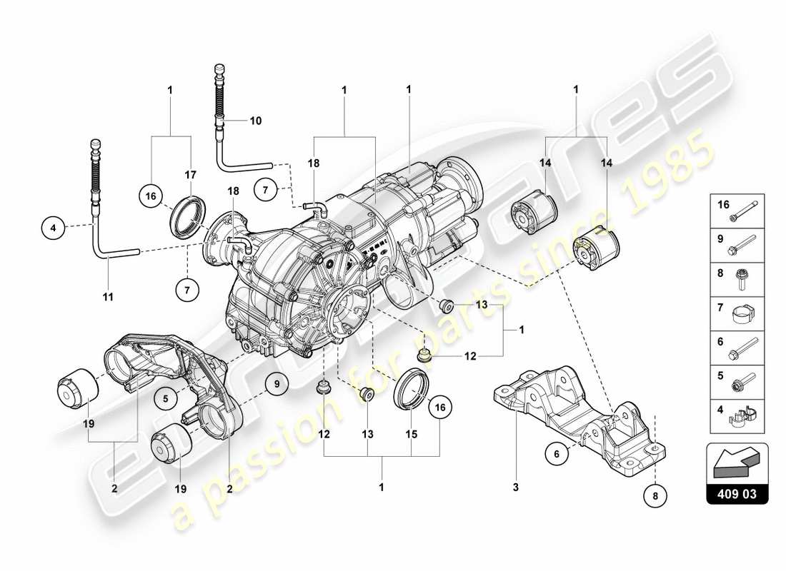 lamborghini 2012 (lp700-4 coupe)) différentiel d'essieu avant avec visco-embrayage schéma des pièces