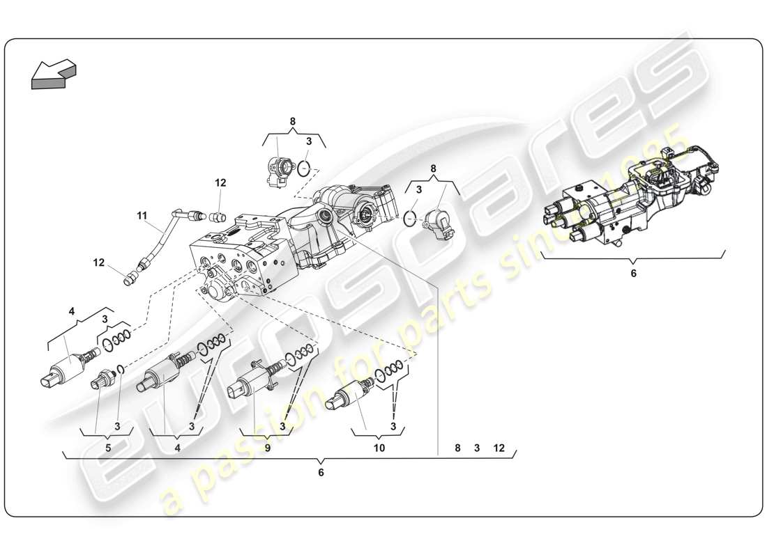 lamborghini super trofeo (2009-2014) système e-gear schéma des pièces