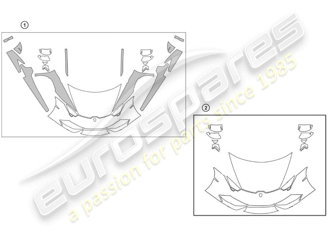 lamborghini huracan lp600-4 zhong coupe (accessories) 1 ensemble du film de protection schéma des pièces