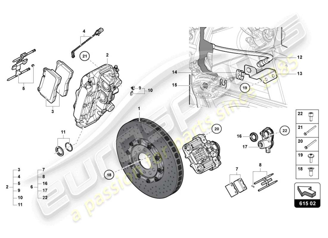 lamborghini lp740-4 s coupe (2020) disque de frein arrière schéma des pièces