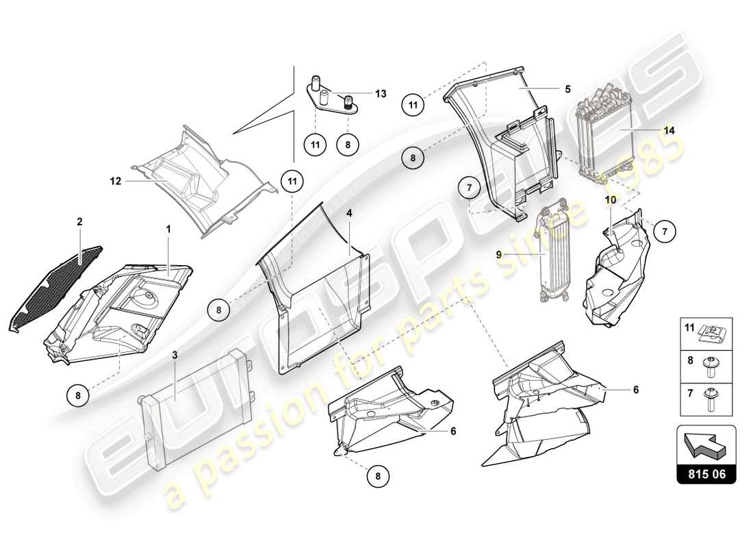 lamborghini lp740-4 s coupe (2020) carton de conduit d'air schéma des pièces