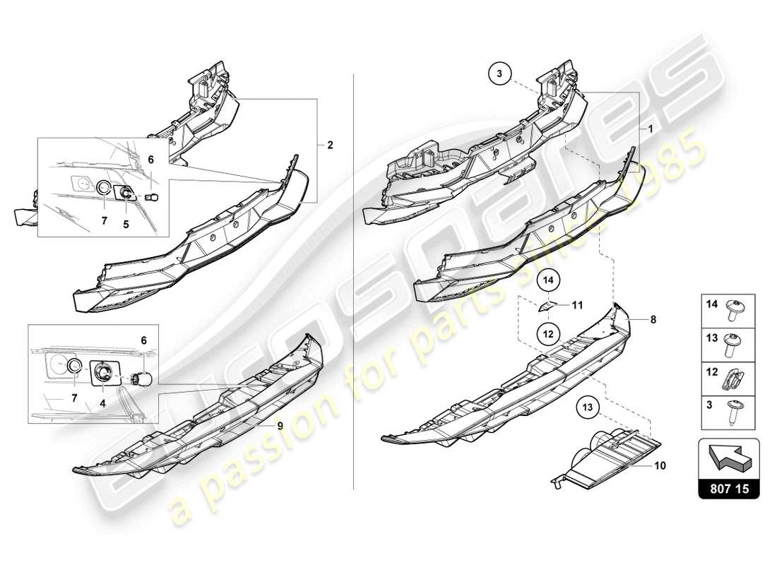 lamborghini lp740-4 s coupe (2020) pare-choc, arrière complet schéma des pièces