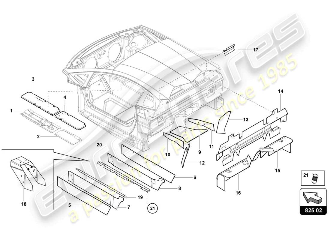 lamborghini 2014 (lp720-4 coupe 50) amortisseur pour tunnel schéma des pièces