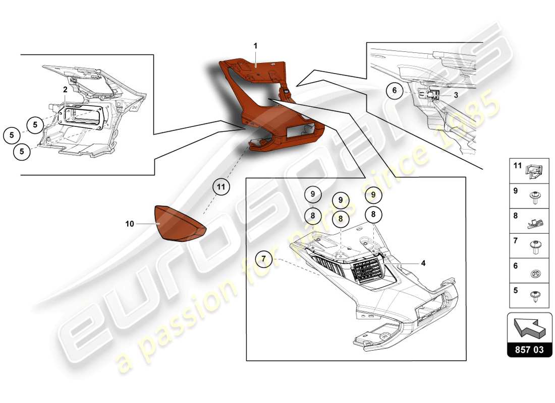 lamborghini lp720-4 coupe 50 (2014) schéma des pièces du tableau de bord