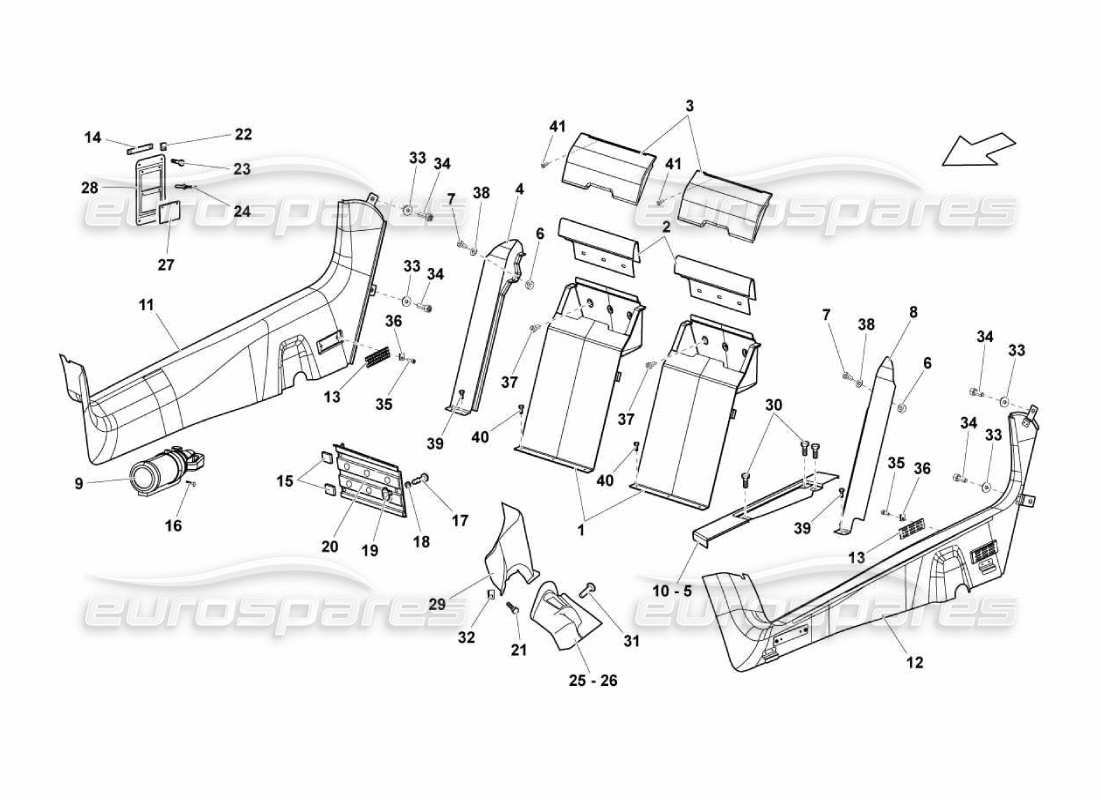 lamborghini murcielago lp670 garnitures de l'habitacle schéma des pièces