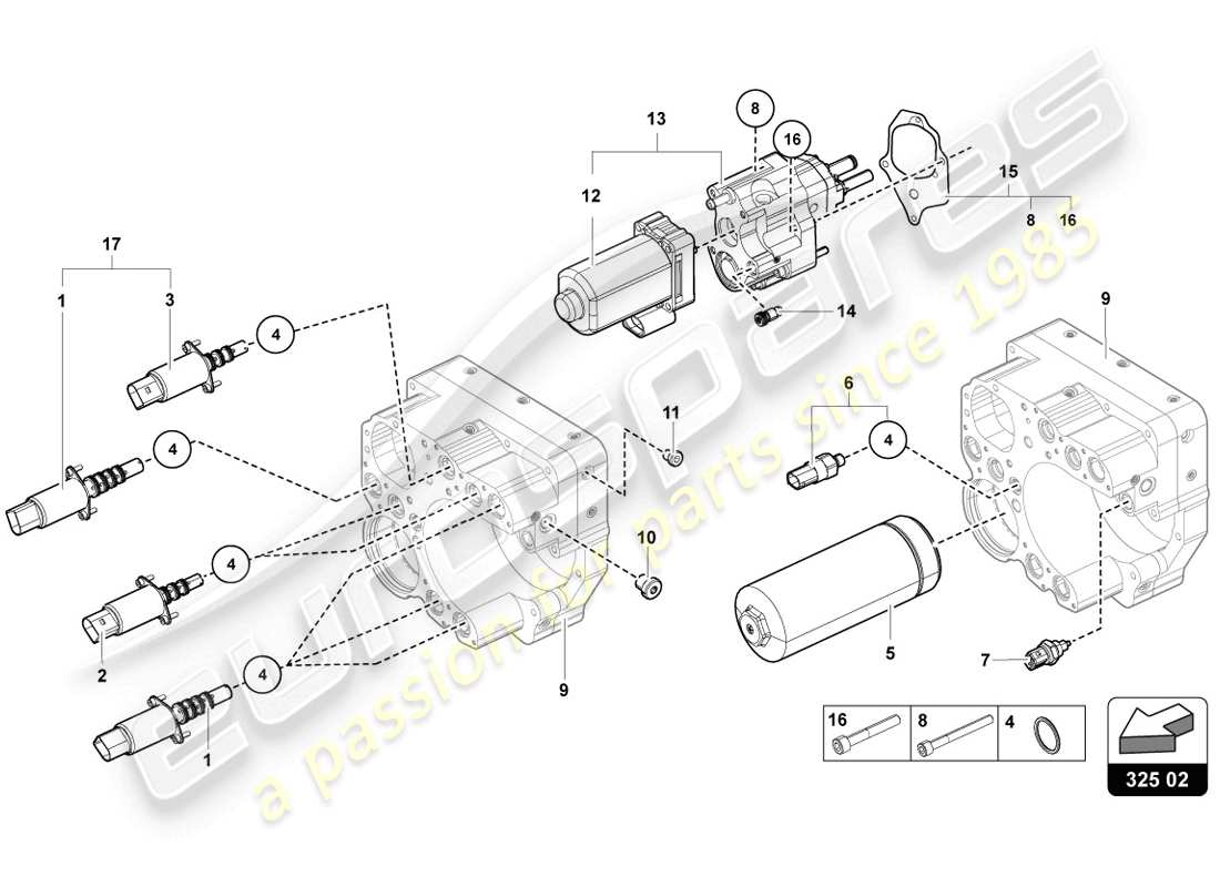 lamborghini 2014 (lp720-4 coupe 50) unité de commande hydraulique schéma des pièces