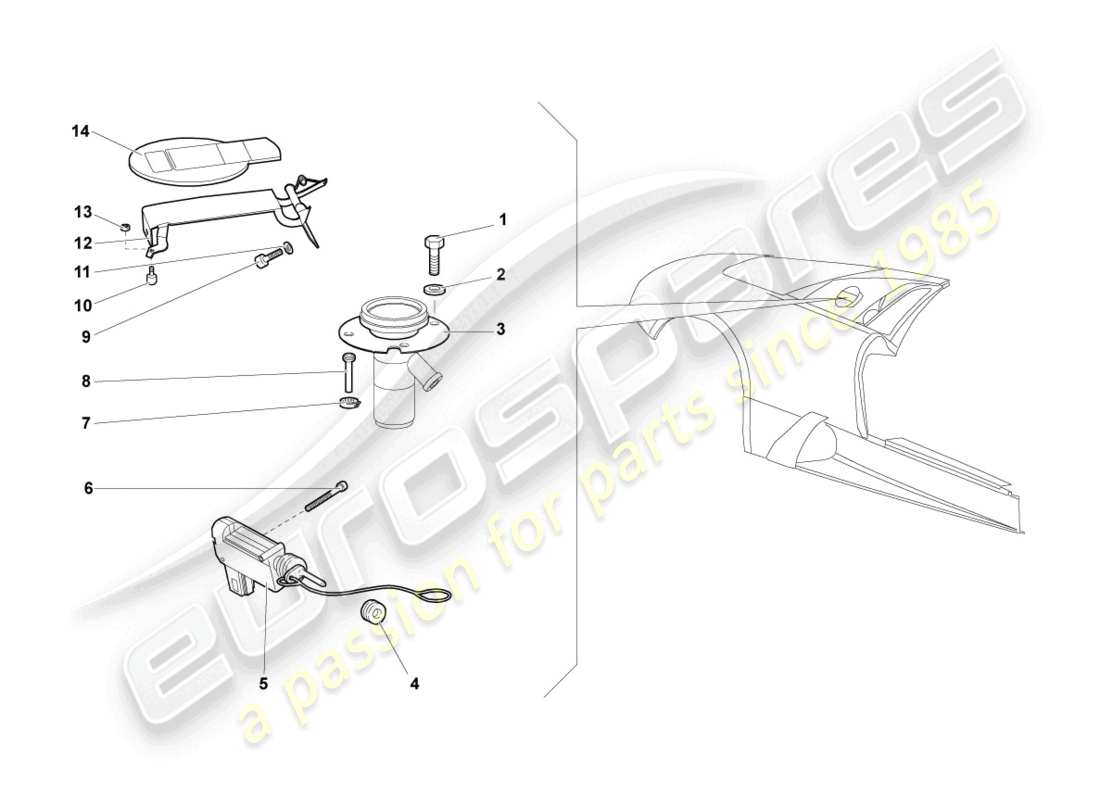 lamborghini murcielago coupe (2006) trappe de remplissage de carburant schéma des pièces