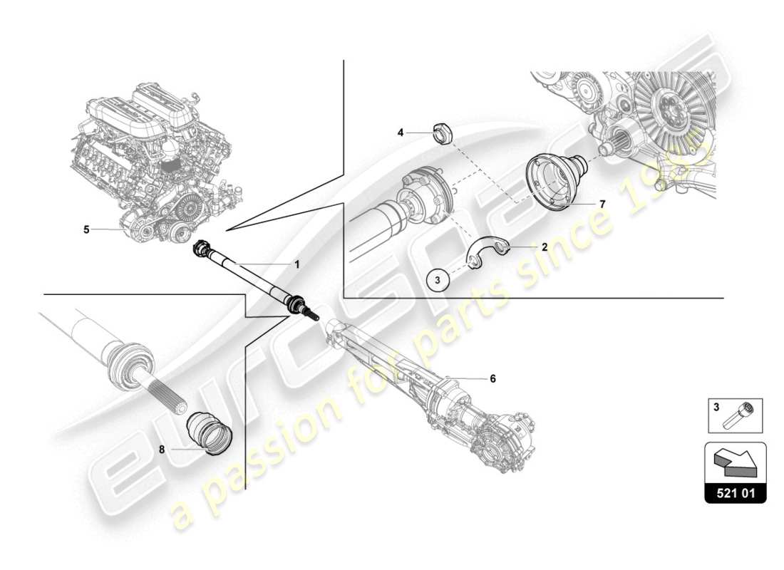 lamborghini evo spyder (2020) arbre d'entraînement schéma des pièces