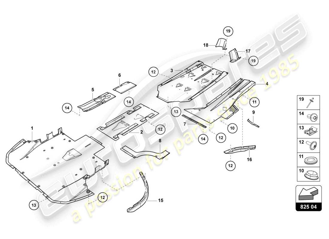 lamborghini lp750-4 sv coupe (2017) panneau de garniture pour section inférieure du cadre schéma des pièces