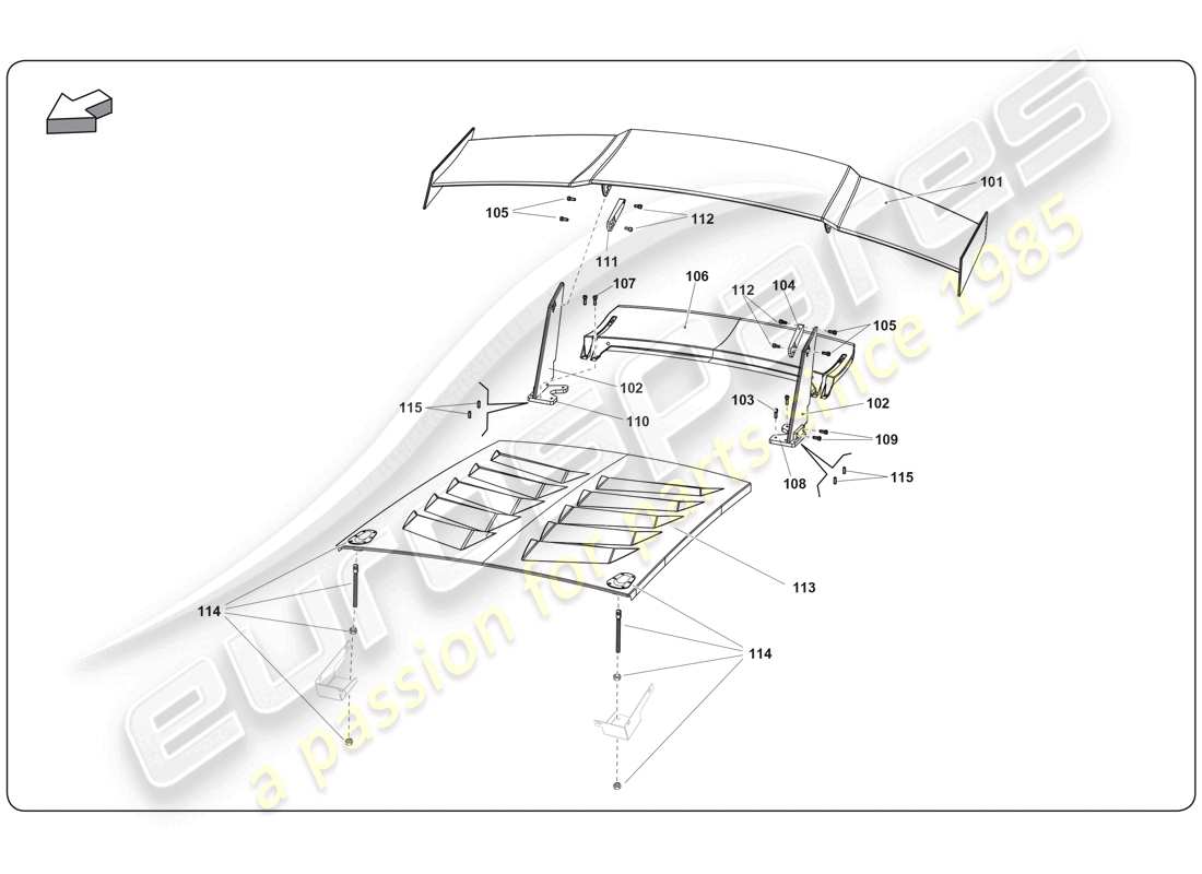 lamborghini super trofeo (2009-2014) capot moteur schéma des pièces