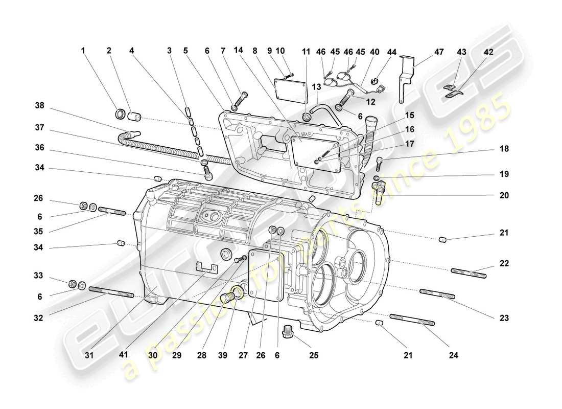 lamborghini murcielago coupe (2002) carter de boîte de vitesses et accessoires schéma des pièces
