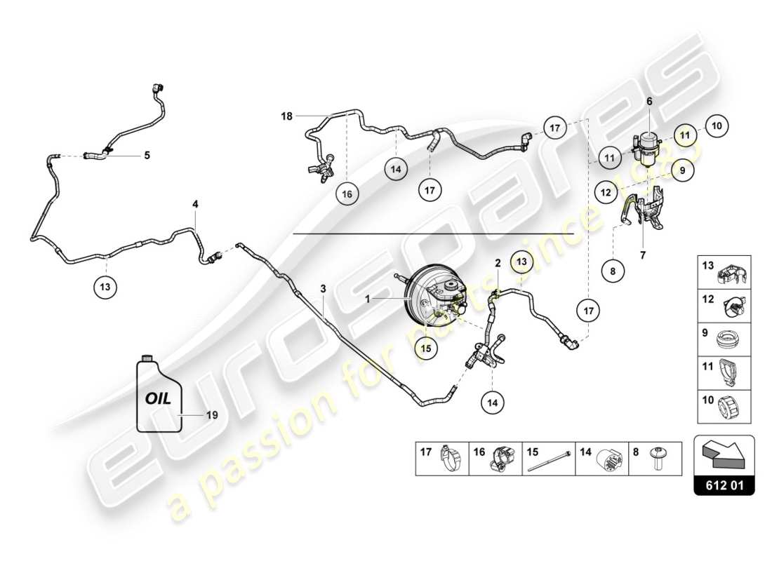 lamborghini lp600-4 zhong coupe (2015) système hydraulique pour servo de frein schéma des pièces