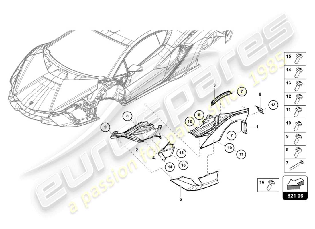 lamborghini sian (2020) aile avant schéma des pièces